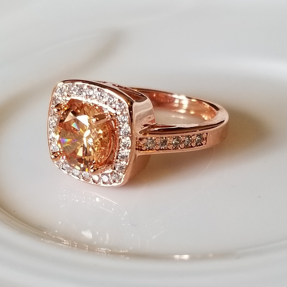 🆕️Stunning Rose Gold - Morganite & AAA+++ CZ Ring - Picture 5 of 8